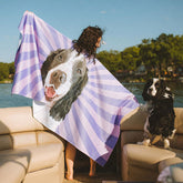 Lofaris Custom Pet Photo Stripe Summer Beach Towel